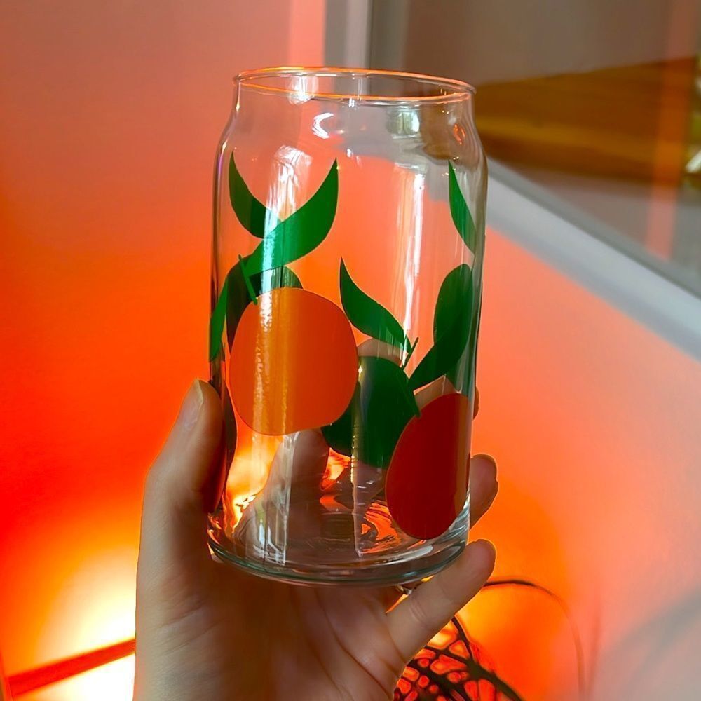 NWT Wool + Pepper Co. ORANGES 16oz Glass Can Cup